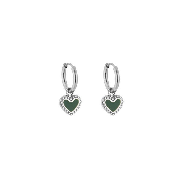 Oorbellen hartje Groen/Zilver