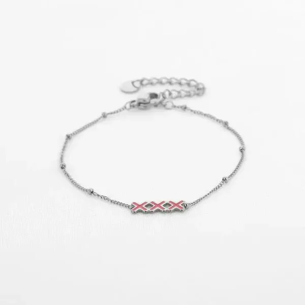xxx Amsterdam armband rood/zilver