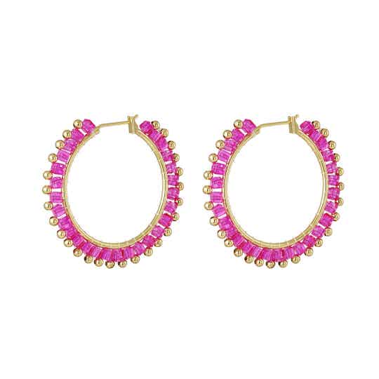 Oorbellen met Kralen en Dots Fuchsia