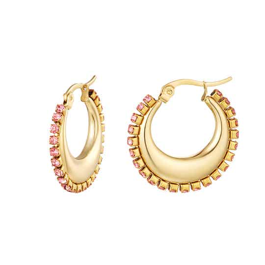 Oorbellen met zirkonia Gold & Pink