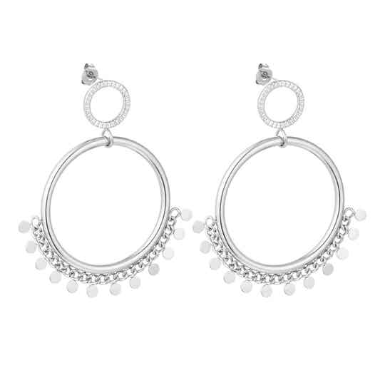 Hangende oorbellen met cirkeldetail zilver