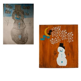 kindertekening op hout laten zetten