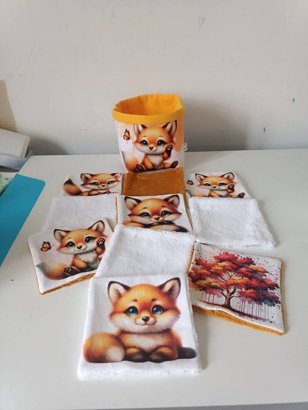 Lingettes renard avec sa panière.