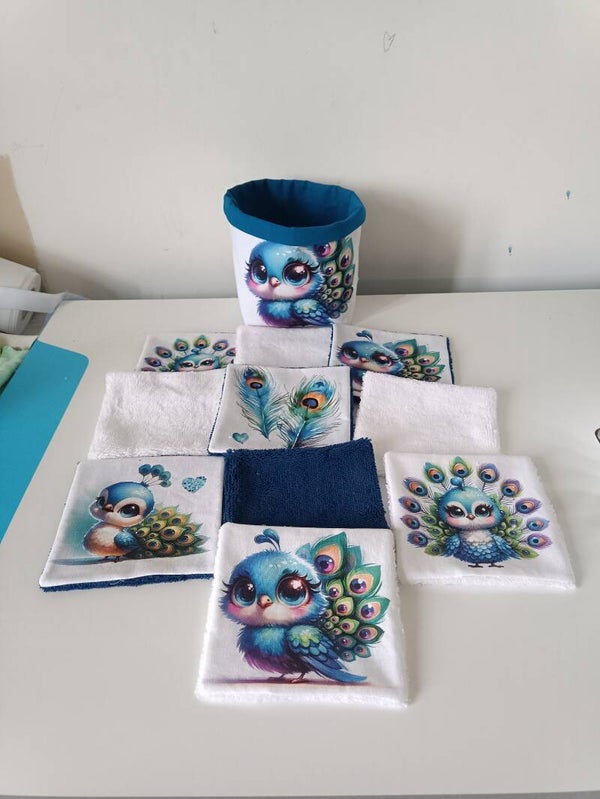 Lingettes paon avec sa panière