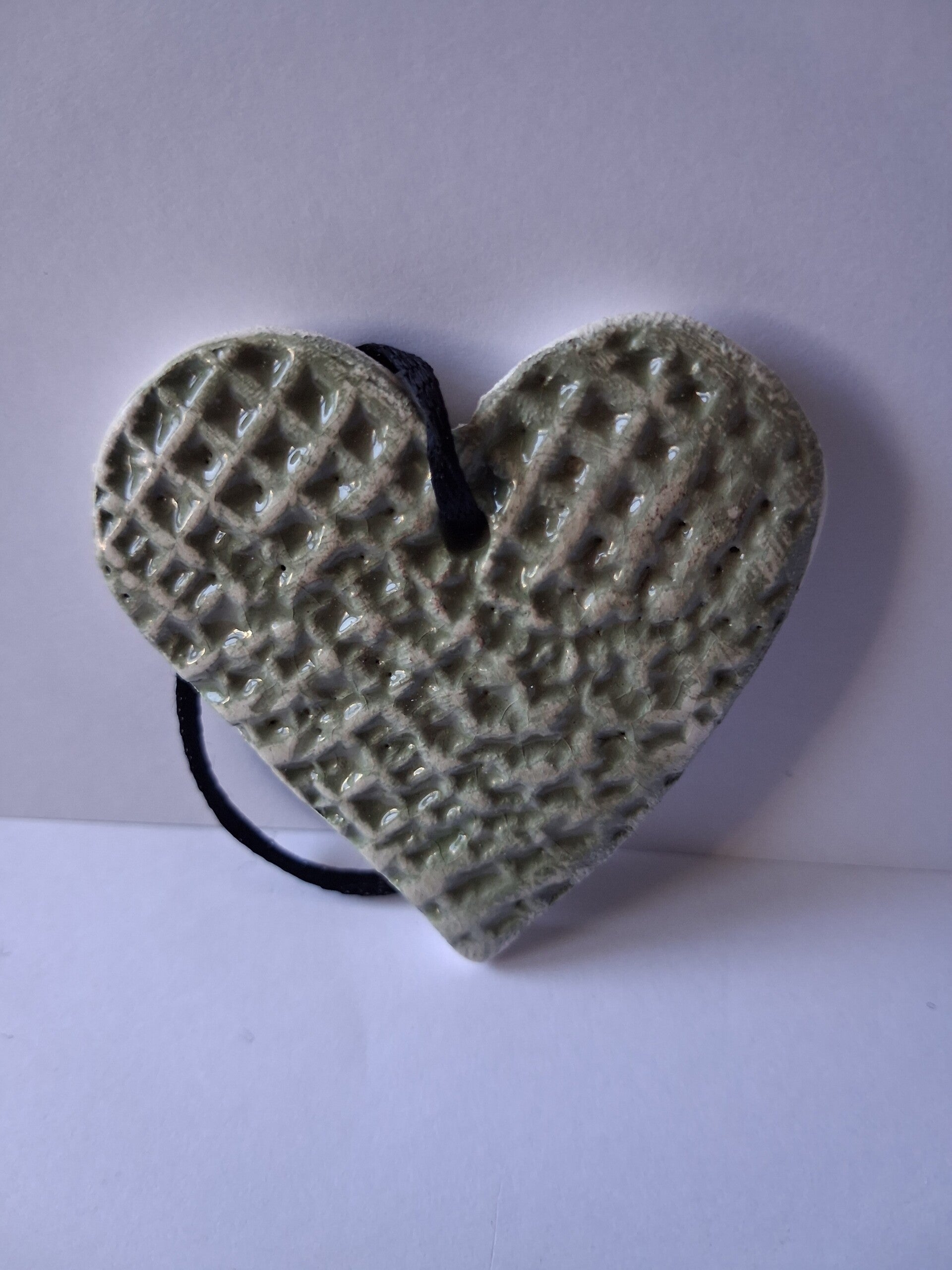 Coeur pendentif : Motif gravé vert