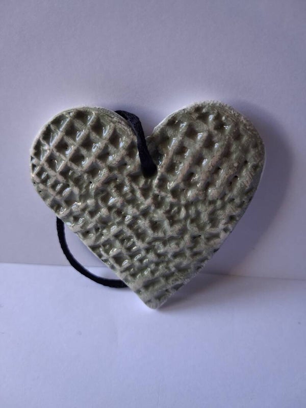 Coeur pendentif : Motif gravé vert