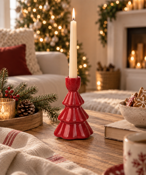 Portacandela Albero di Natale Rosso H 12,5 cm