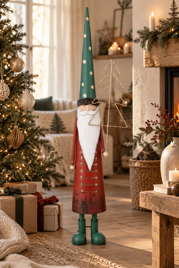 Babbo Natale Decorativo da Terra 94 cm con Albero