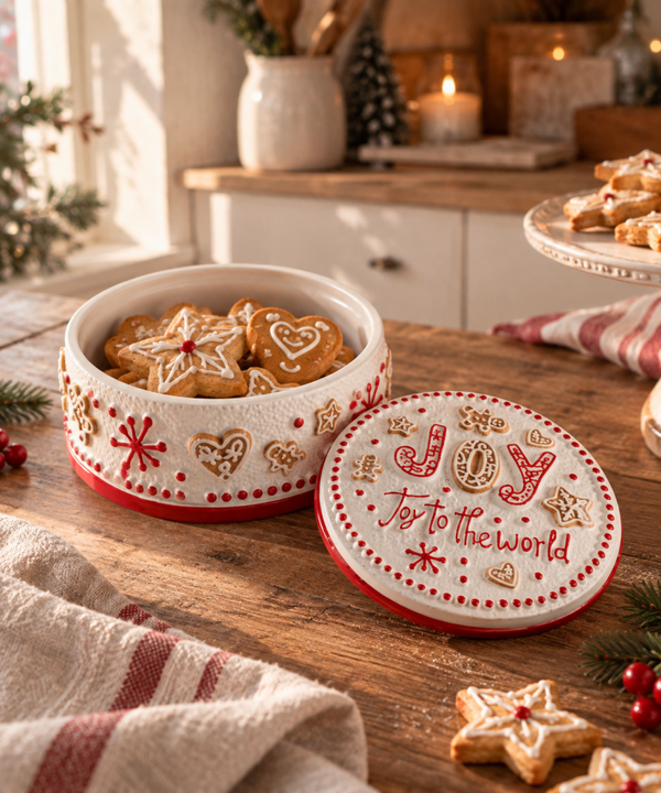 Porta Biscotti Natalizio in Ceramica Joy