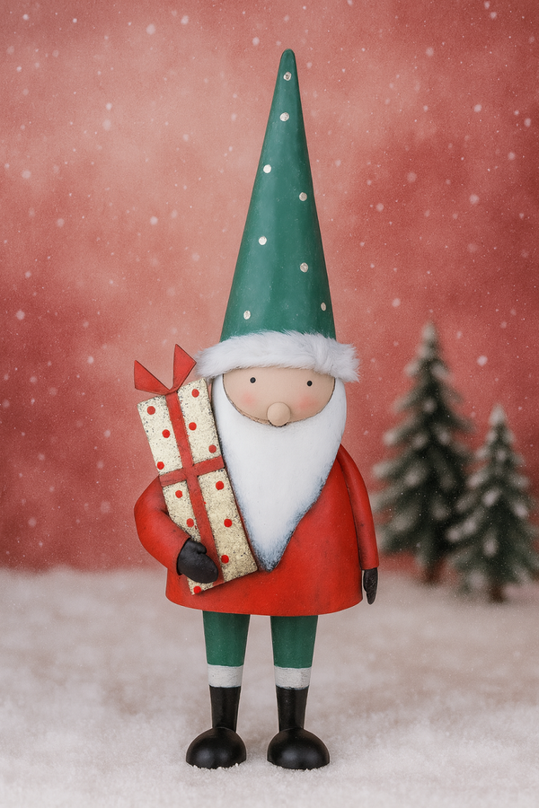 Babbo Natale in Metallo con Pacco Regalo – 60 cm di Magia Natalizia