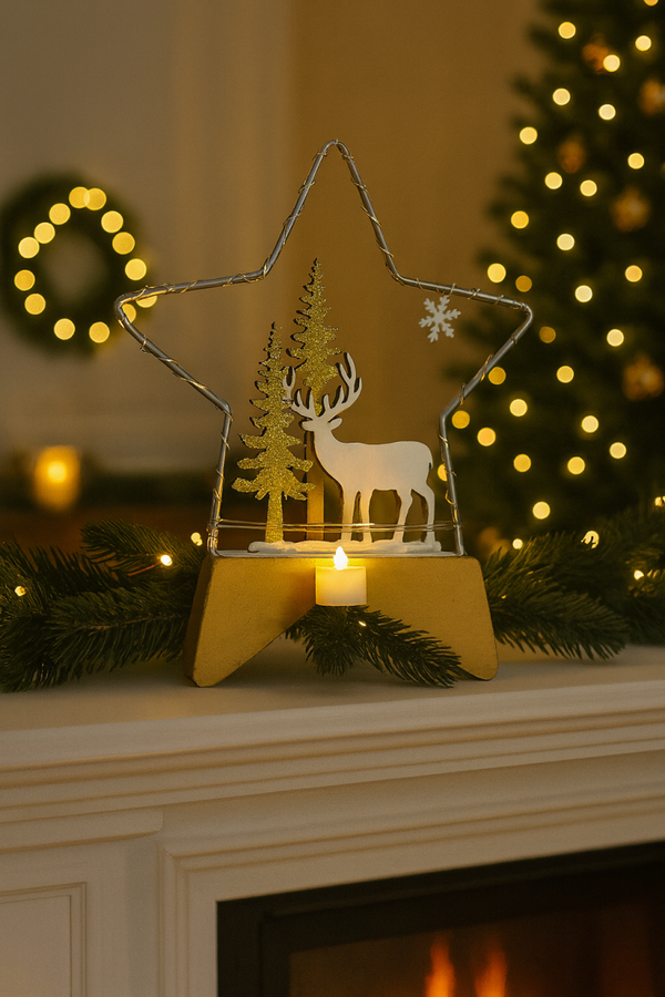 Stella Luminosa Natalizia con Renna e Alberi - la magia del Natale in un’unica luce