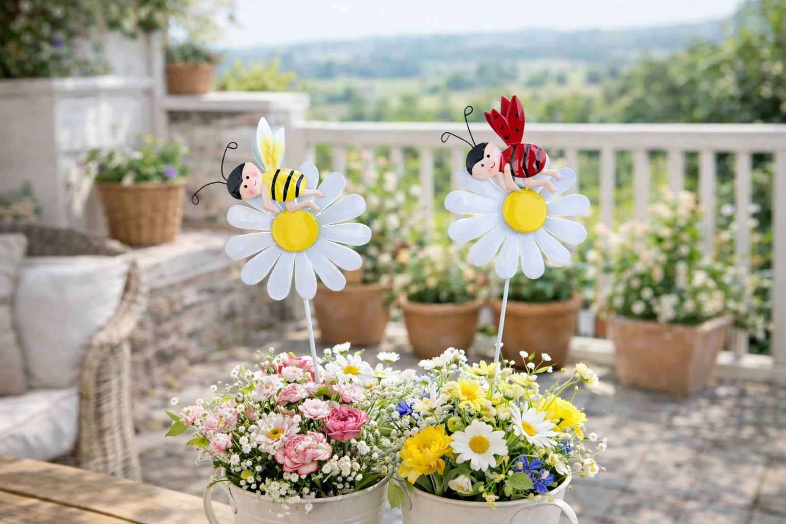 Decorazione per vaso - Picchetto Decorativo Ape e Coccinella