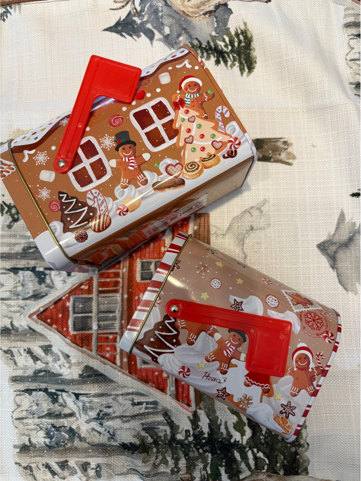 Set Cassette Postali Natalizie in Latta – Gingerbread | Porta Biscotti / Decorazione