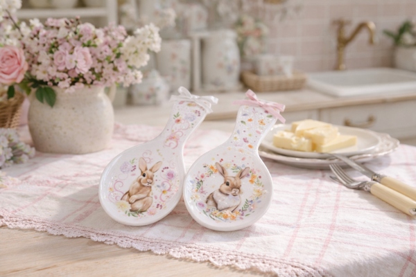 Poggiamestolo in Ceramica con Coniglietto