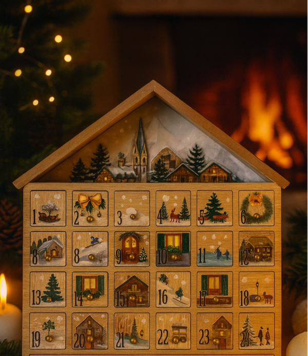 Calendario dell’Avvento in legno “Magico Villaggio di Natale” 🎄✨