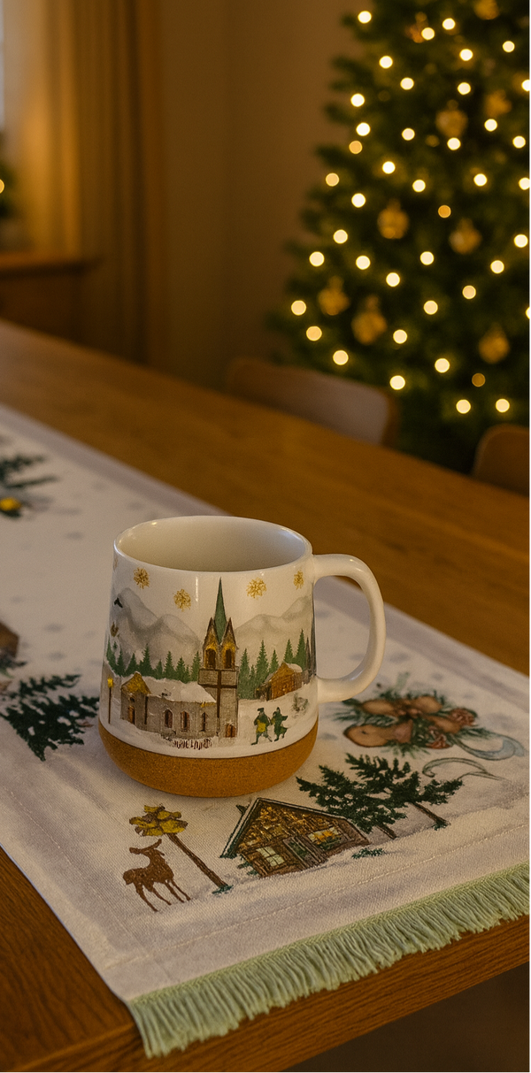 Runner natalizio magico paesaggio invernale