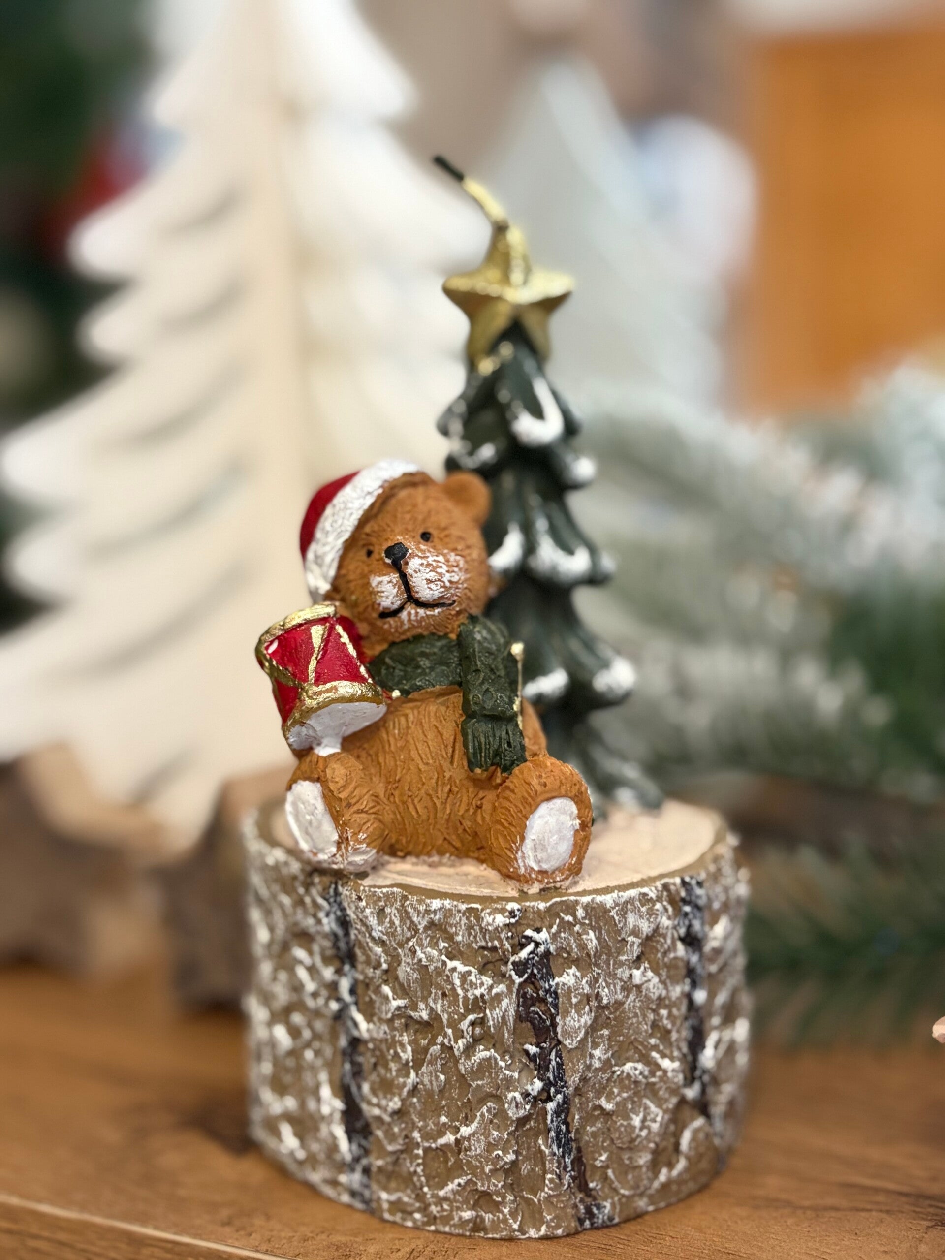 Candela Natalizia con Orsetto e Albero