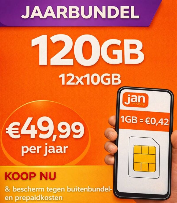 Jaarbundel: 10GB per maand voor €4,16/GB
