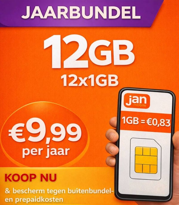 Jaarbundel: 1GB per maand voor €0,83/GB