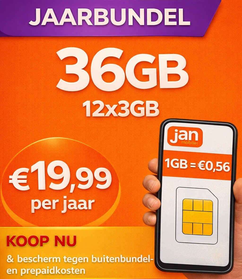 Jaarbundel: 3GB per maand voor €1,66/GB