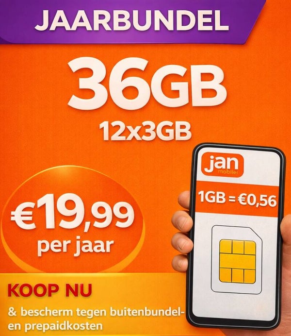 Jaarbundel: 3GB per maand voor €1,66/GB