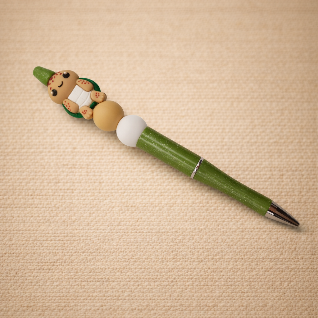 Kawaii Perlenstift - Kugelschreiber - Schildkröte – Silikon Figur & Perlen