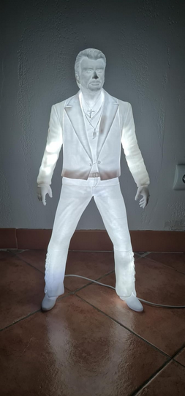 Lampe Johnny Hallyday. 30 ou 60 Cm- Fan art - Unique au monde !