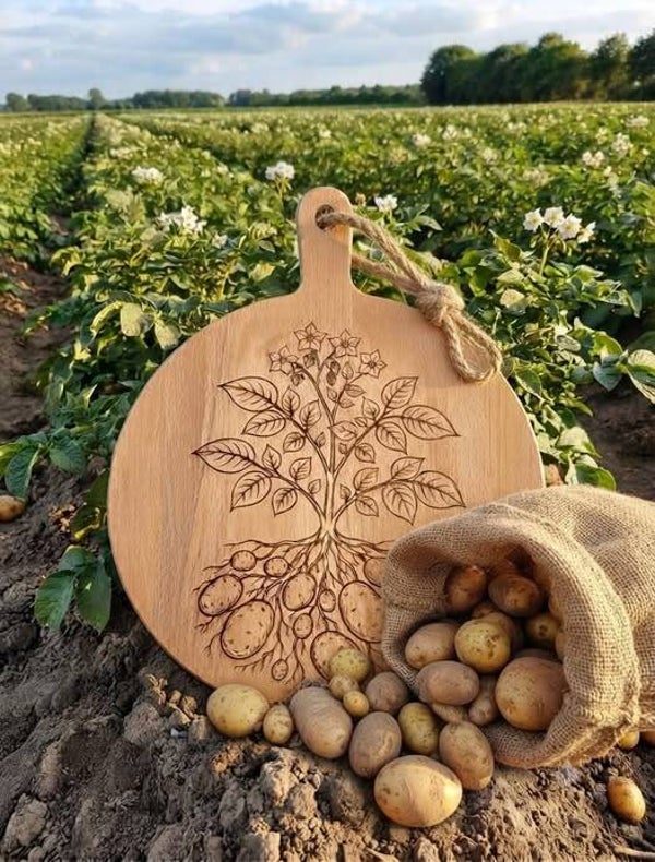 Borrelplank "aardappelplant" 35 cm