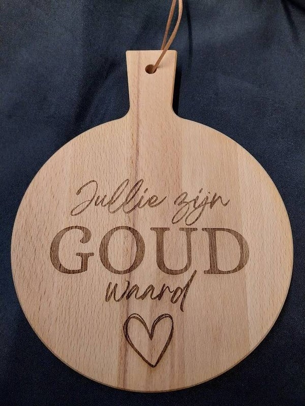 Borrelplank "Jullie zijn goud waard" 20cm