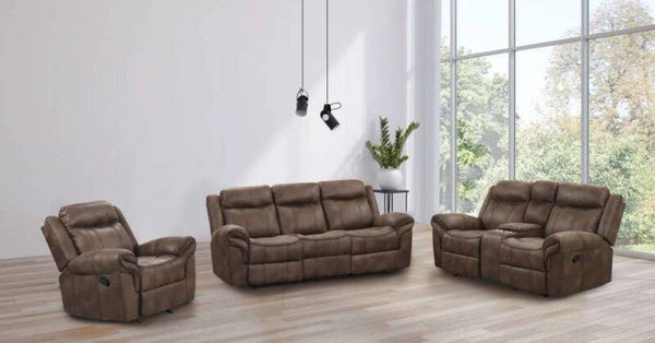 AGATA Reclining 3 pc Sofa Set - Brown