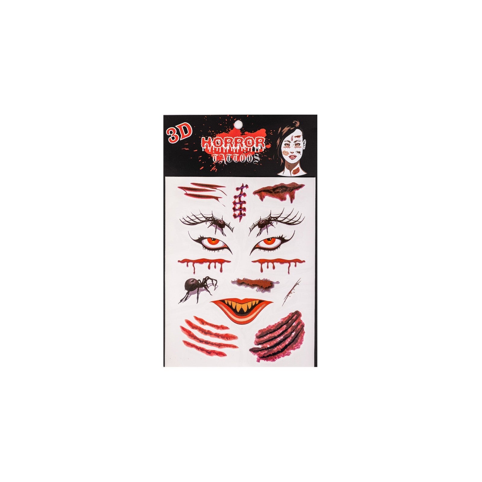 Blister tatuaggi viso ragni e ferite
