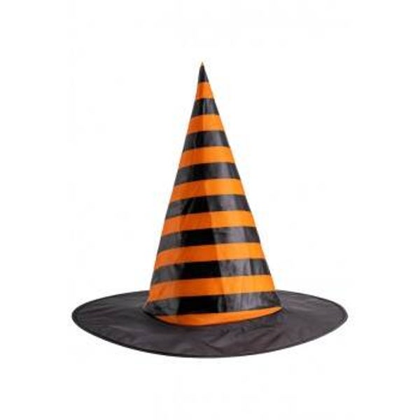 Cappello strega con righe arancioni in tessuto plastificato Cm. 35