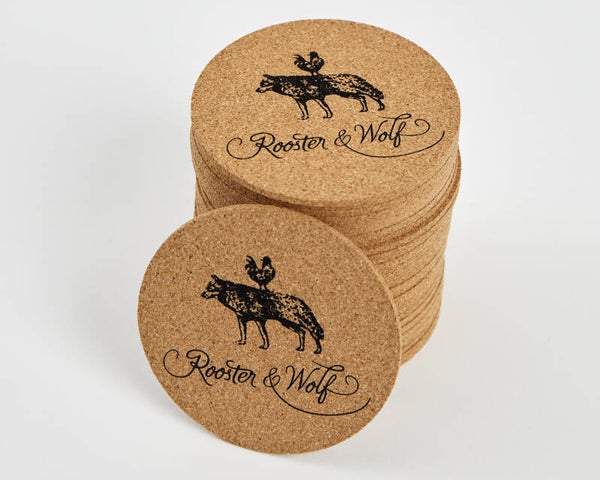 Rooster & Wolf - Cork Coaster 10 pc