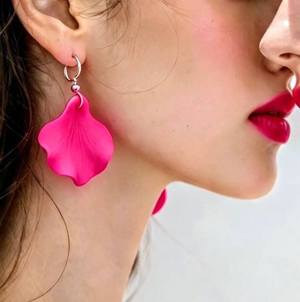 Resin Rose Petal Earrings