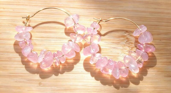 Rose Quartz Chip Fashion Earrings