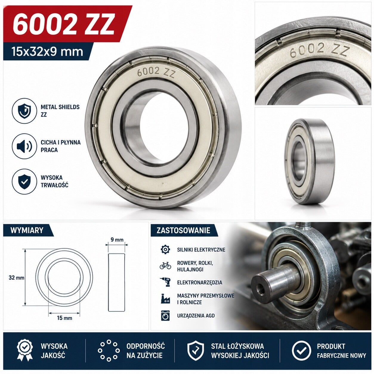Łozysko kulkowe 1Rz 6002ZZ