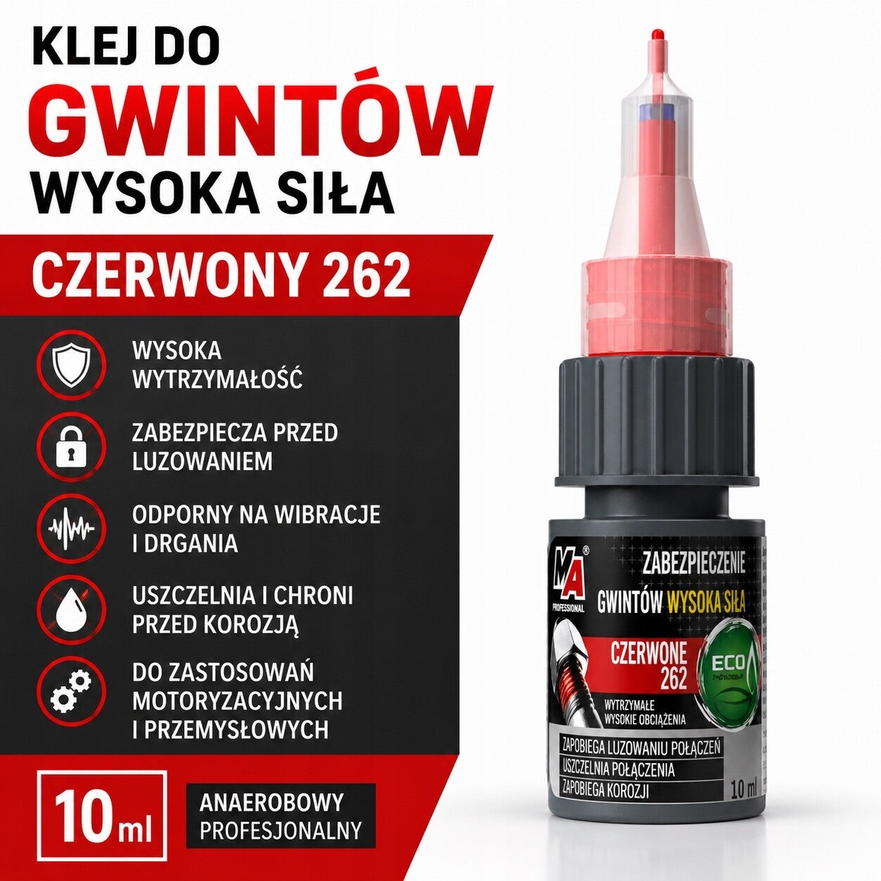 Klej do gwintów czerwony 10ml