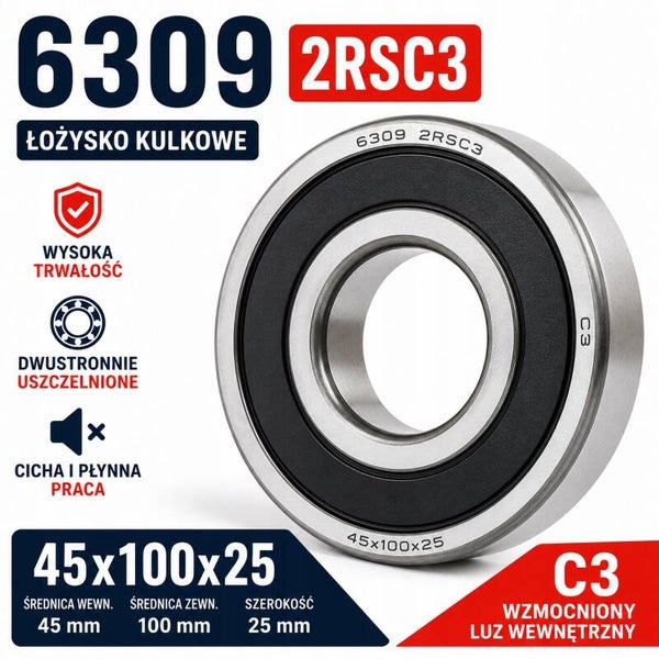 Łozysko kulkowe 1Rz 6309 2RSC3