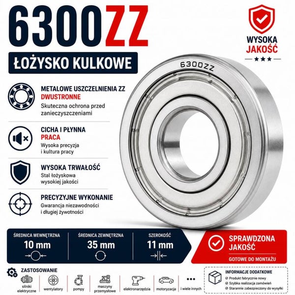 Łozysko kulkowe 1Rz 6300ZZ C3