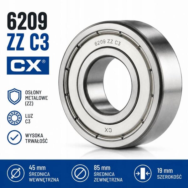 Łozysko kulkowe 1Rz 6209 ZZ C3 CX POLAND
