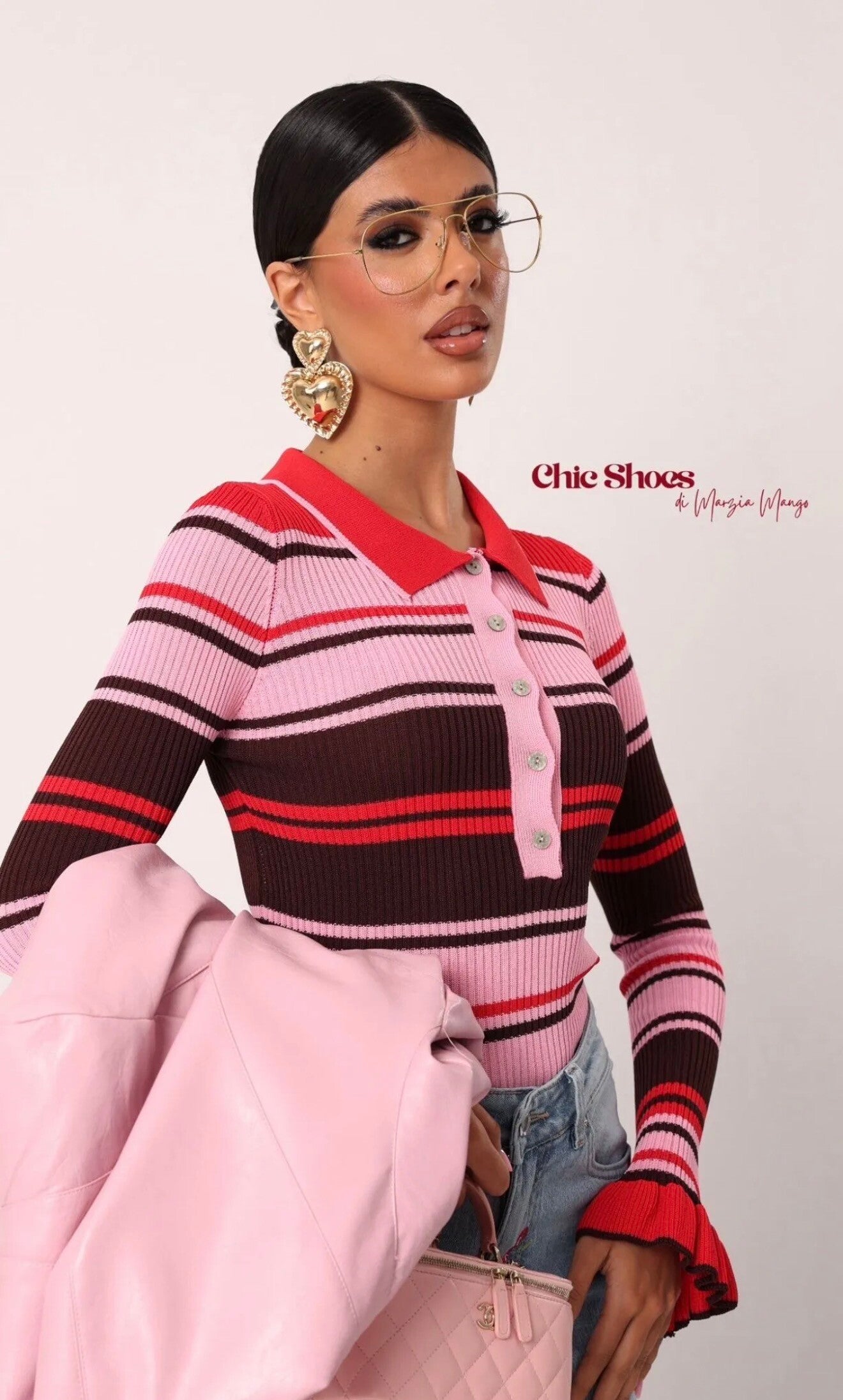 maglia a righe manica volant