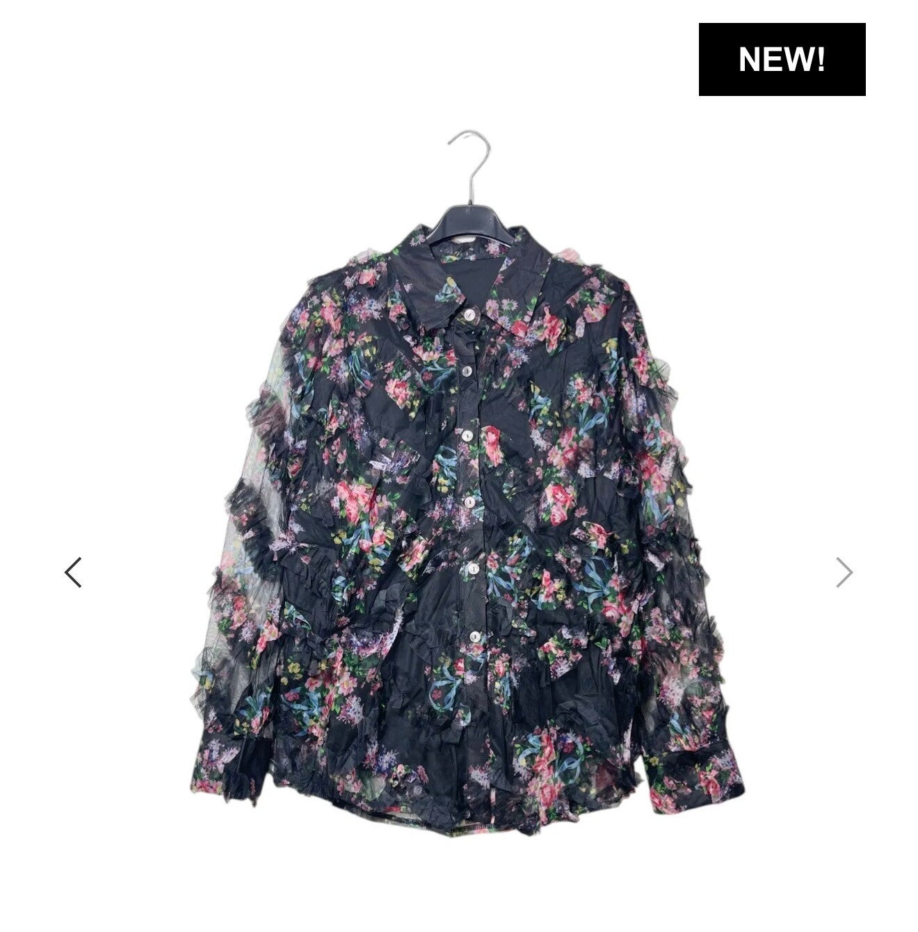 camicia tulle con fiori