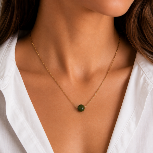 Aurea Ketting – Donkergroene Jade