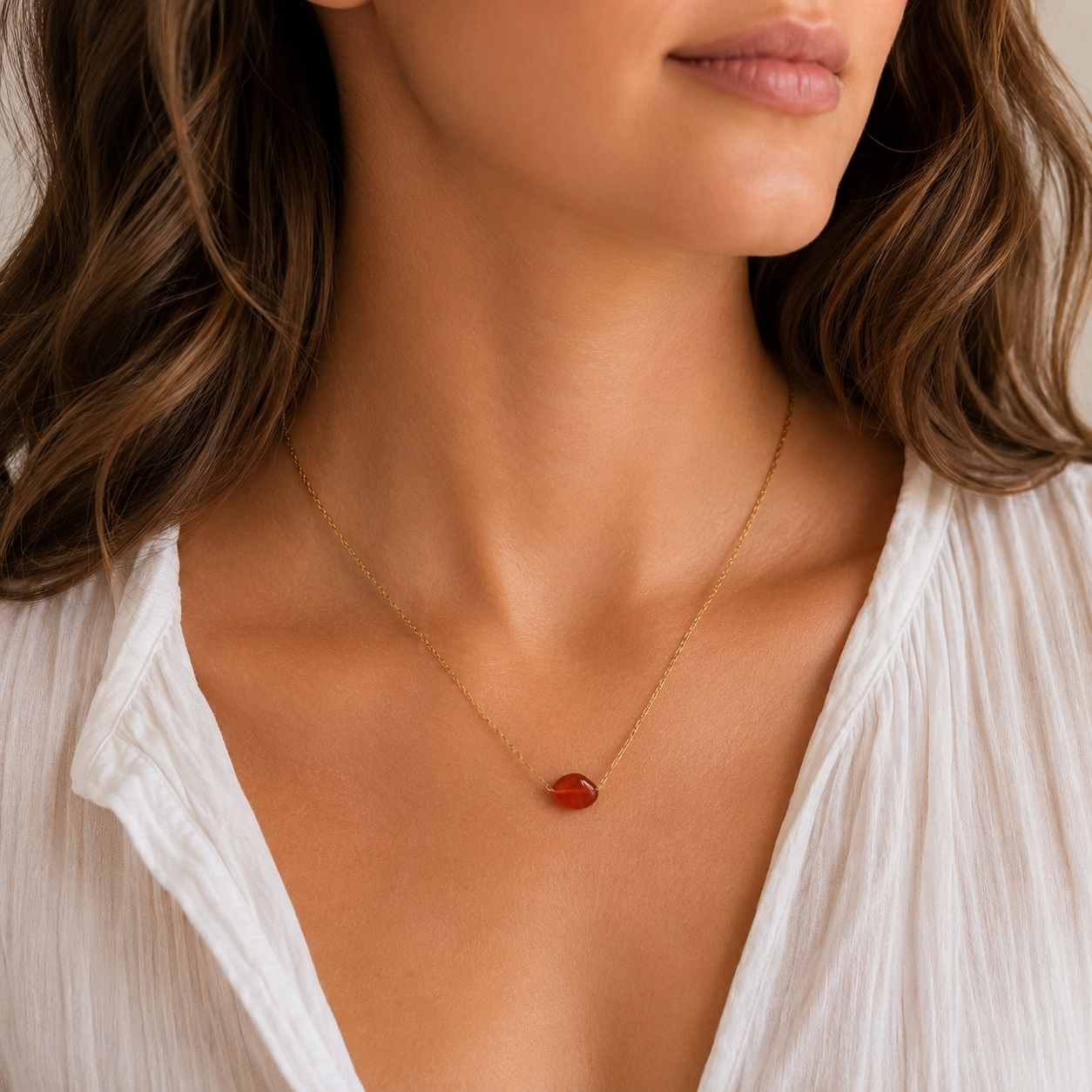 Aurea Ketting – Rood/Oranje Agaat