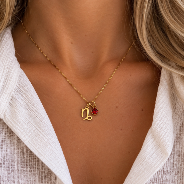 Golden Zodiac Birthstone Ketting