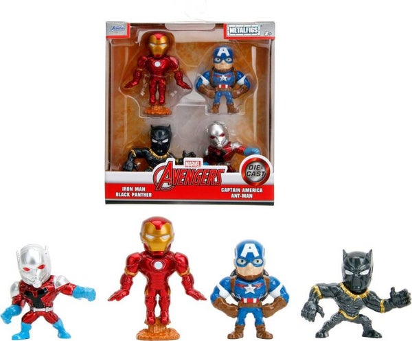 4-Pack Marvel Avengers Metalfigs (Iron Man, Black Panther, Captain America, Ant-Man) - Marvel - Jada