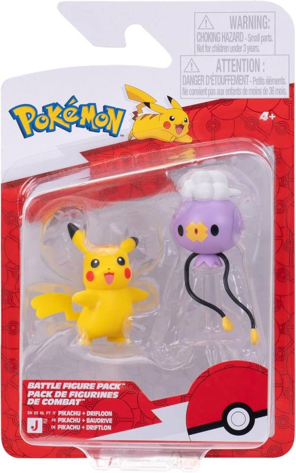 Pikachu & Drifloon Battle Figure - Pokémon - Jazwares