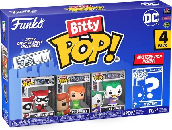 DC Funko Bitty Pop! 4 Pack - Harley Quinn - The Joker - Poison Ivy - Mystery Figure - Funko
