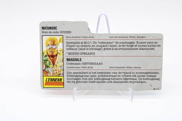 Filecard Buzzer (v1) FR/NL - 1985 - G.I. Joe - Vintage - Hasbro
