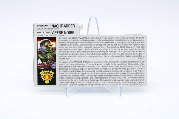 Filecard Night-Viper (v1) FR/NL - 1989 - G.I. Joe - Vintage - Hasbro